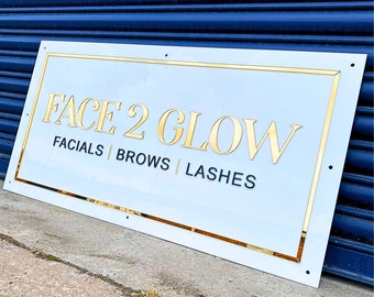 Custom Logo Business Sign | 3D Acrylic Wall Signage | Rectangle Logo Sign | Hair Salon, Nail Studio, Aesthetics Clinic, Beauty Shop Signs