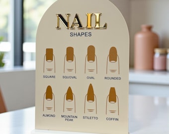 Luxury Nail Shapes Sign | Acrylic Arch Desk Sign for Salons
