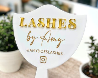 Personalised Eyelash Technician Prop | Handheld Mirror Social Media Prop | Lash Extension Face Paddle | Lash Room Decor | Aesthetics Signage