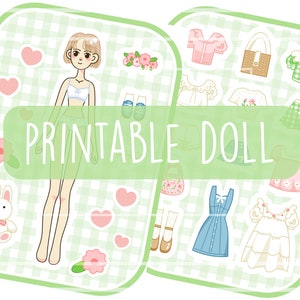 Printable Dress Up Paper Doll Set, Cute Spring Flowers, Busy Book, Digital Download, Png Files, Handmade Gift, Pretend Play