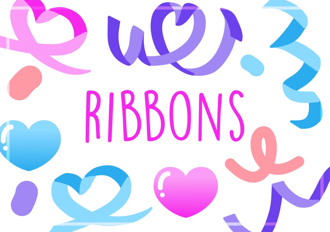 Cute Ribbon Digital Stickers, Digital Download, SVG Files, Printable ...