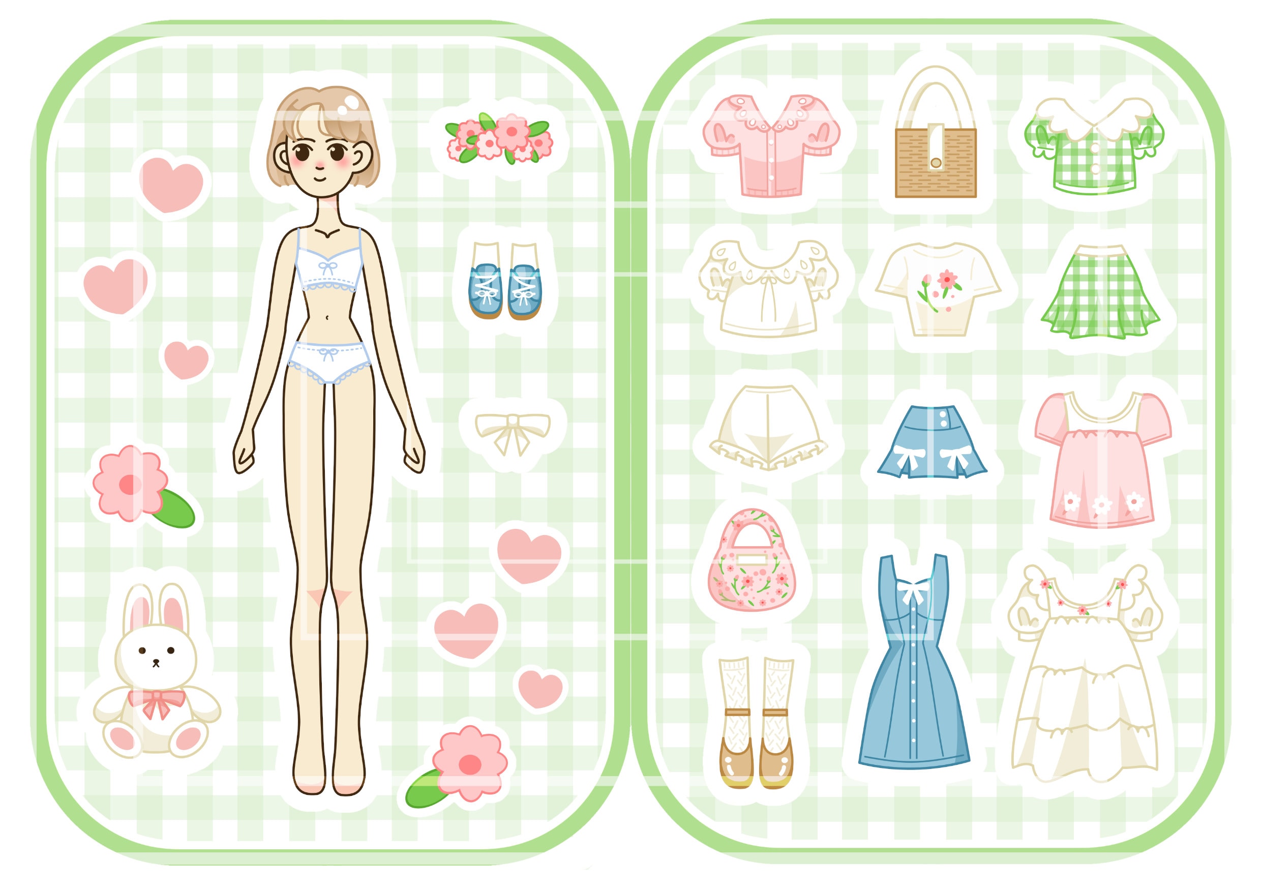 Spring Paper Dolls Printable Dress up Paper Doll Set, Cute Spring Flowers, Busy Book ...