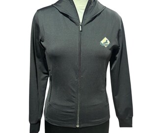 Black Equestrian Hoodie: Women's Stretchy Horse Riding Sweatshirt