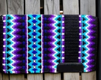 Western Wool Saddle Pad | Black Blue Purple