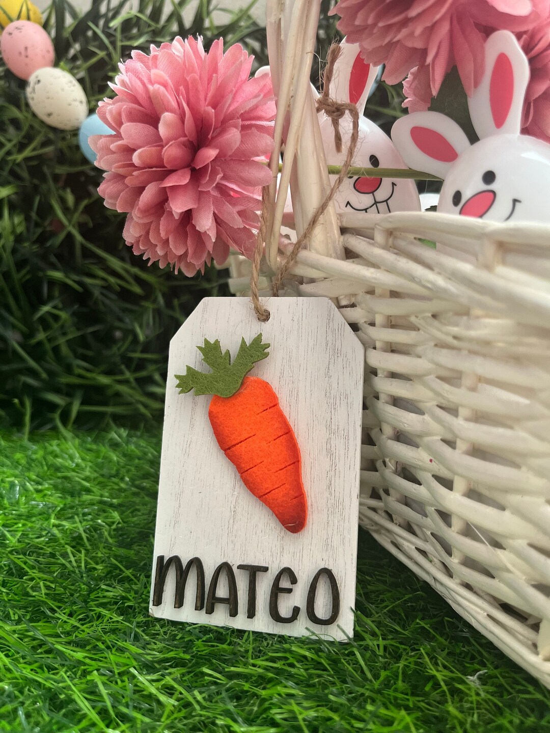 Personalized Easter Basket Tag, Easter Basket Name Tag, Wood Laser Cut