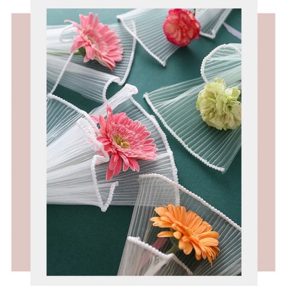 1pc Floral Wrapping Paper For Bouquets With Organza And Mesh