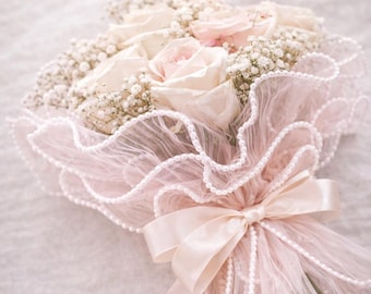 Wavy Pearl Mesh Flower Wrap, Bouquet Wrapping Fabric, Elegant Gift Wrap, Floral Packaging, Bridal Bouquet Decor, Luxury Mesh Wrap