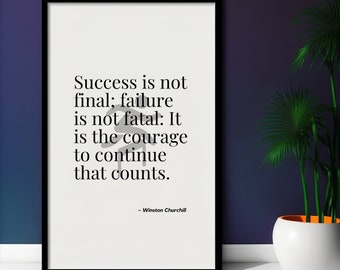 Winston Churchill Minimalist Quote Print | Inspirational Wall Art | Printable Digital Design