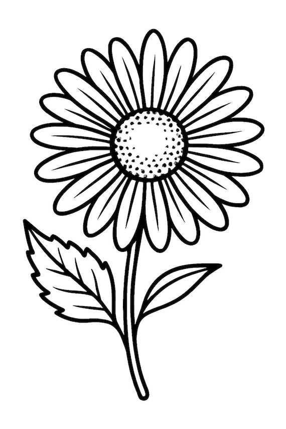 Daisy Flower Svg Dxf Png Dwg Black and White Line Art for Laser