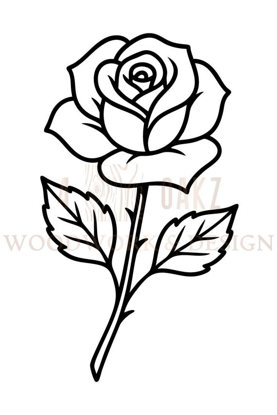 Rose Line Art (svg, dxf, png, dwg) for Cricut, Laser Cutting