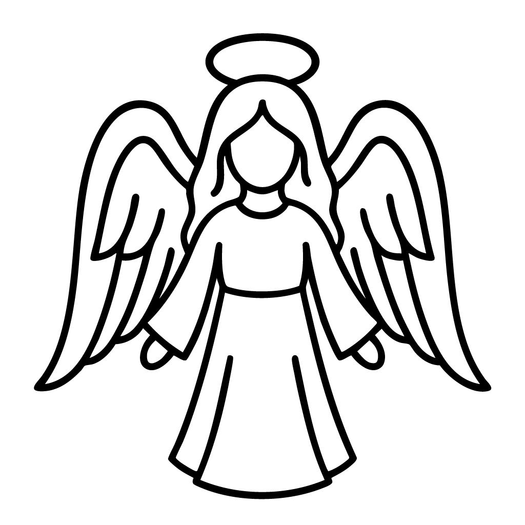 Angel Line Art SVG: Christian Wings, Halo - Digital Download, image size:1024x1024