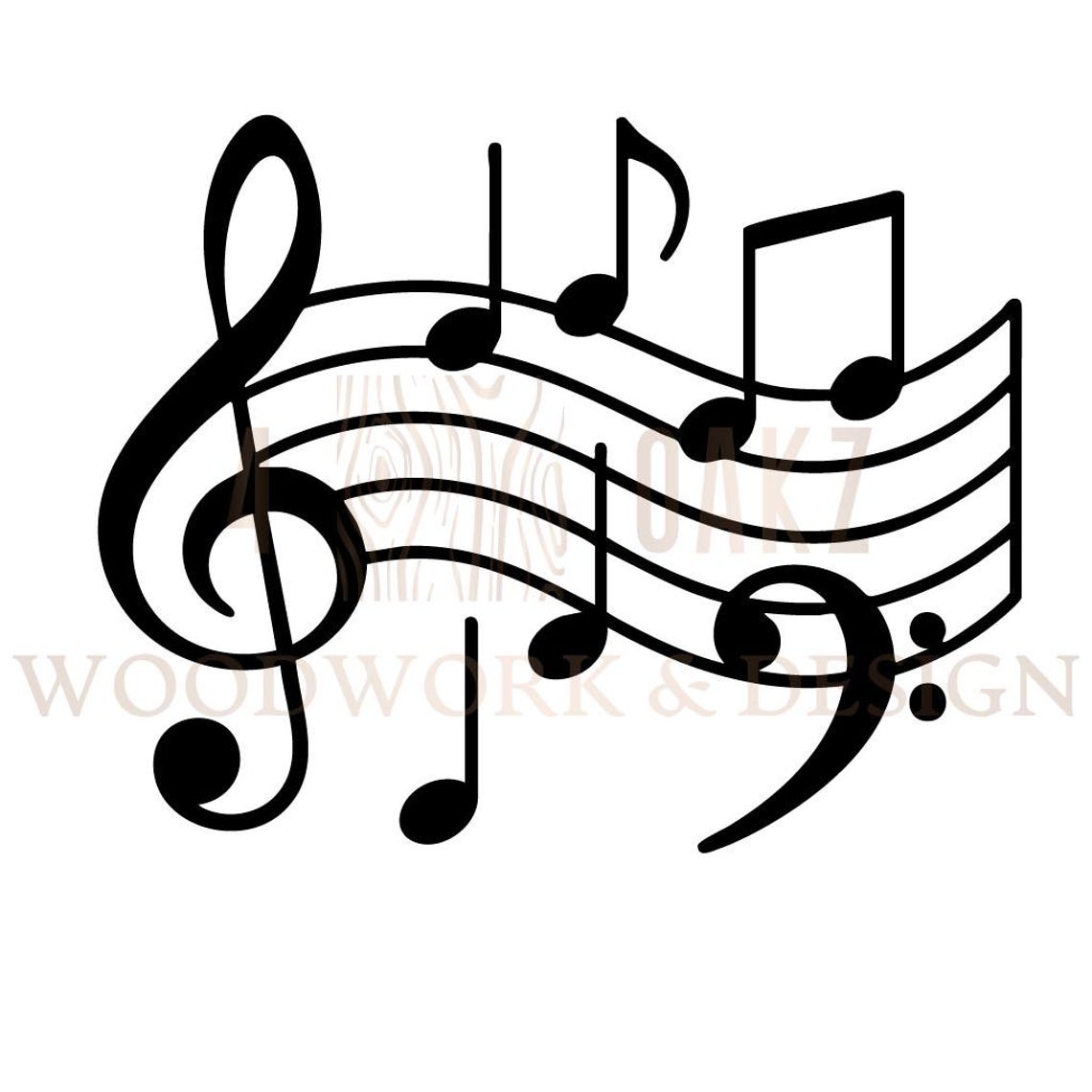Music Notes Line Art: Treble & Bass Clef Design (PNG, SVG Digital ...