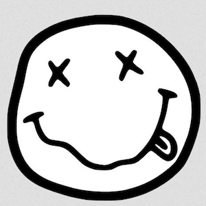 Nirvana inspired smiley face svg dxf png digital grunge band fan art file for cricut laser engraving and vinyl crafts