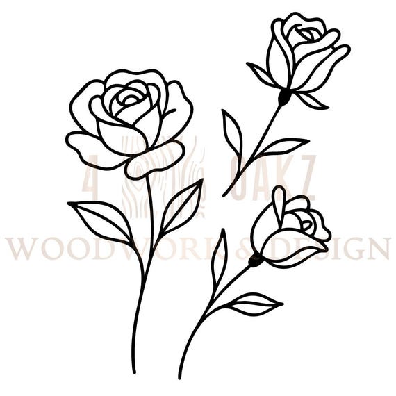 Rose Line Art SVG: Floral Clipart for Cricut, Laser Engraving (Digital Download)