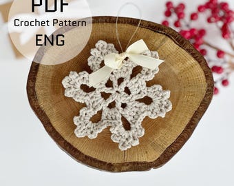 Snowflake ornaments crochet pattern (PDF Pattern), winter snowflake tutorial, Christmas decorations