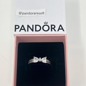 Brand New Pandora Sparkling Bow Double-row Ring