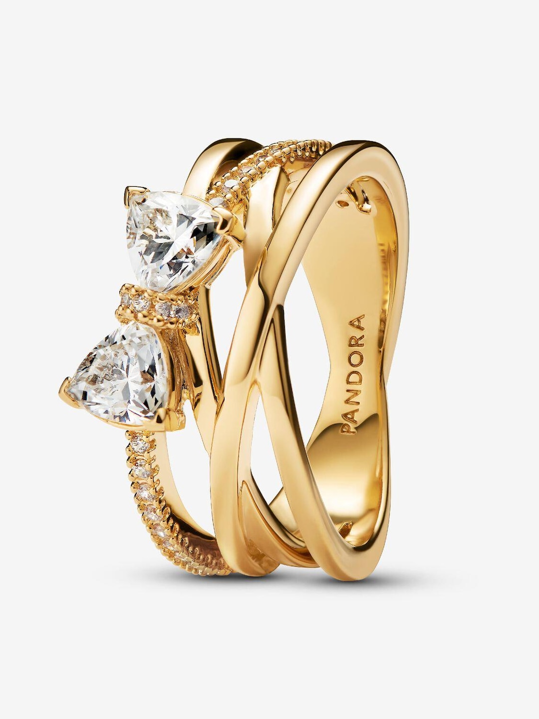 Brand New Pandora Sparkling Bow Crossover Band Ring With Box