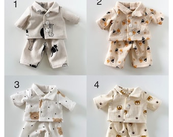 Pijamas de muñeca, ropa de muñeca, ropa de muñeca de 40 cm, pijamas de muñeca estampados lindos hechos a mano