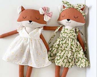 The fox  handmade heirloom doll, the fox handmade toy, baby toy 15,8inch / Hypoallergenic toys, linen doll.