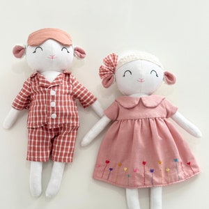 Fabric Handmade Sheep Doll  16,5inch, doll clothes /  handmade gift / linen doll, handmade heilrloom toys for kid
