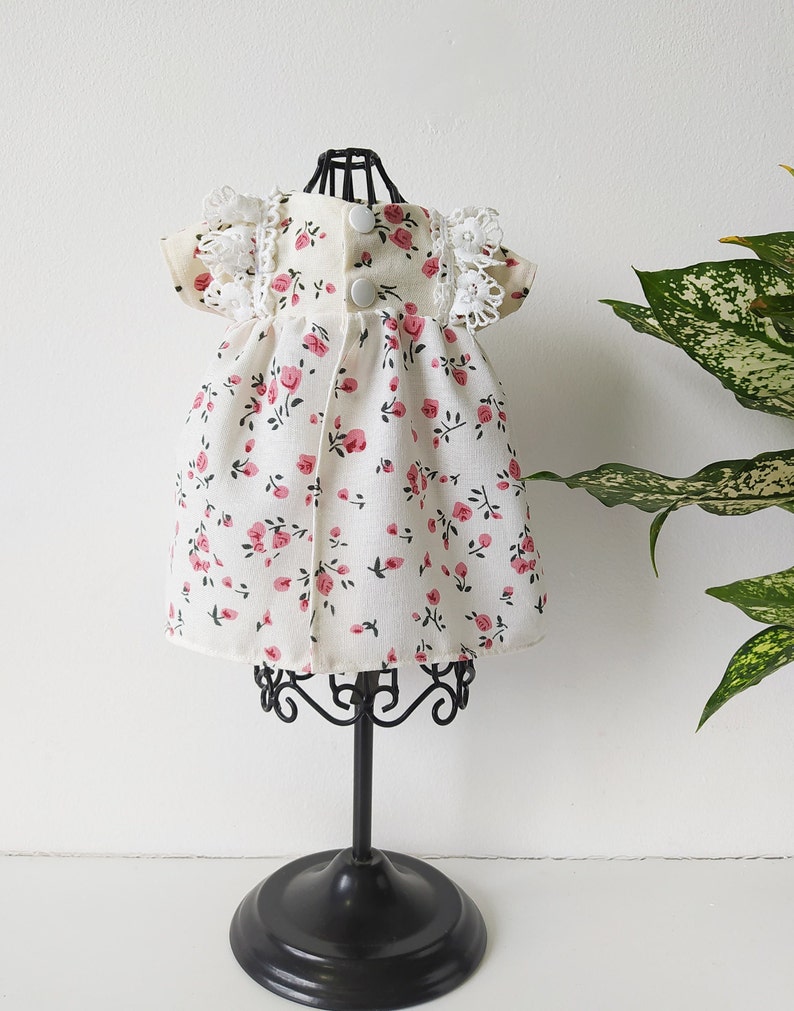 Linen doll dress many sizes, doll clothes, natural fabric / Flower dress for doll , handmade clothes for doll, heirloom dolls, linen fabric image 3