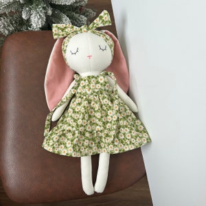 The bunny doll with dress - 15,8 inches / Heirloom handmade toy, gifts for baby, stuffed animal, Handmade linen gifts for kid