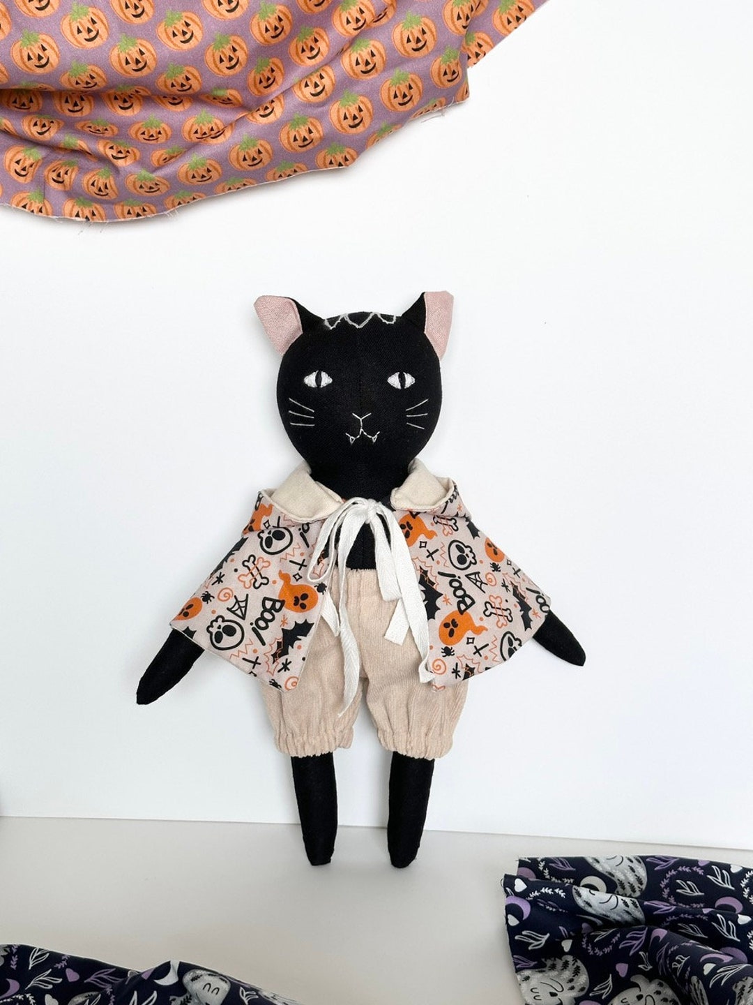 Handmade Halloween Cat Doll Black Cat Doll, Halloween Gifts, Halloween Decoration Doll
