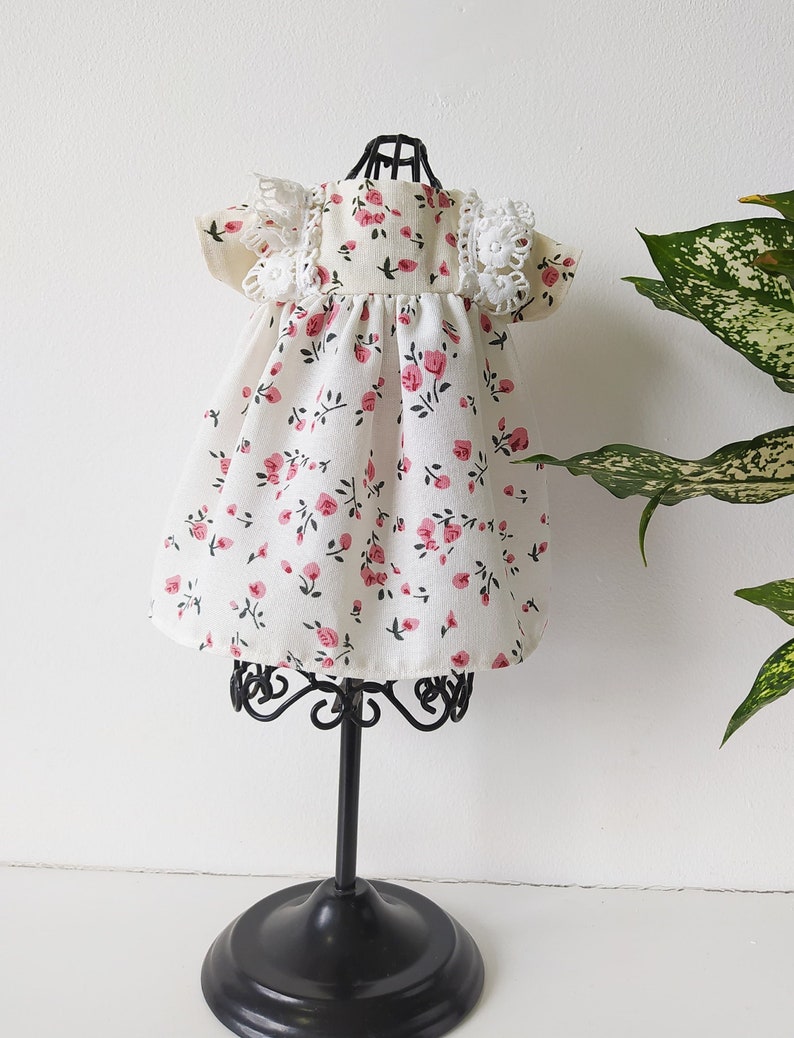 Linen doll dress many sizes, doll clothes, natural fabric / Flower dress for doll , handmade clothes for doll, heirloom dolls, linen fabric image 1