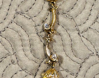 AVON Gold Briolette Vine Crystal Drop Rhinestone Necklace 2005.
