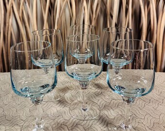 Sasaki - Harmony AZURE BLUE Set of 6: Cordial GlassesHt 5”  Vintage