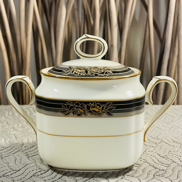 Noritake Spell Binder Sugar Bowl with Lid.  Bone China.  Discontinued Item.  In Excellent Condition.  Vintage.