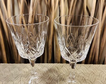 Gorham "King Edward" Crystal Wine Glasses. Height 6" Set of 2. Discontinued.