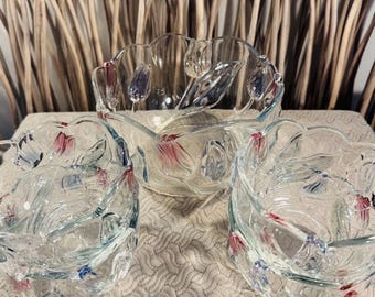 Mikasa Tivoli Tulip Crystal Serving Bowls: Set of 5 Flower Theme