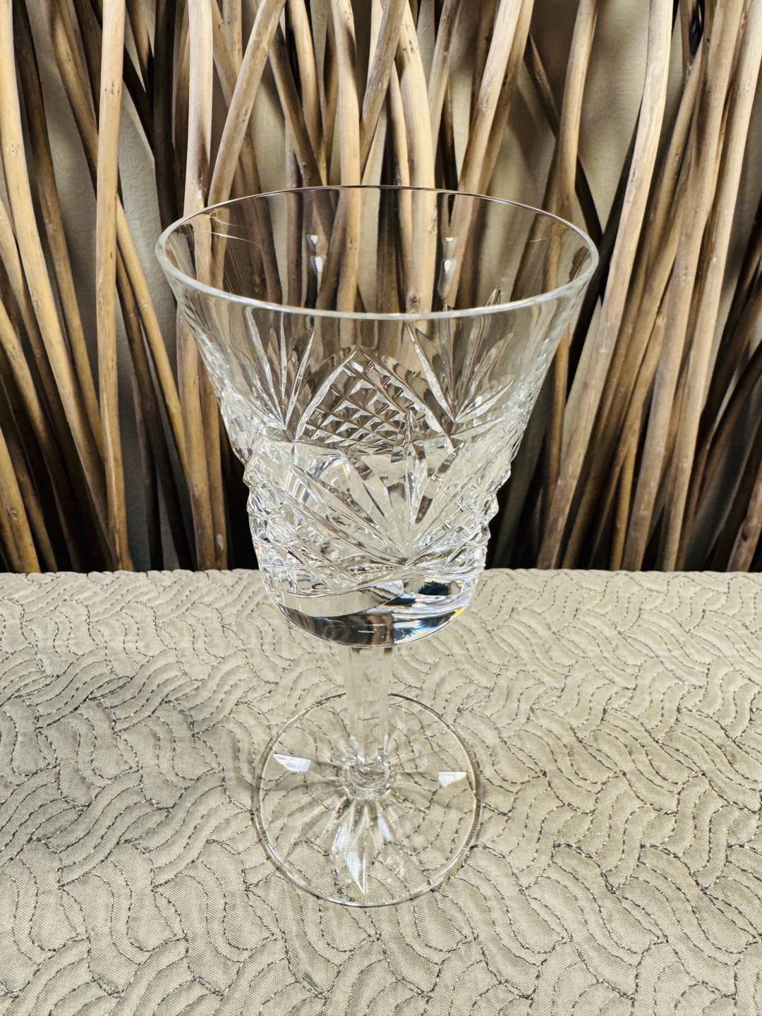 Vintage Block Crystal Wine Glass: Sparkling Victoria, Deep Cut Design ...
