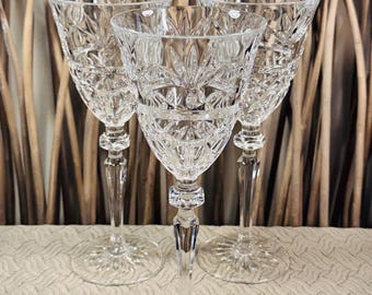 Cristal D Arques Durand "Joanna" Wine Glasses Set: 3. Vintage Discontinued. Height 8"