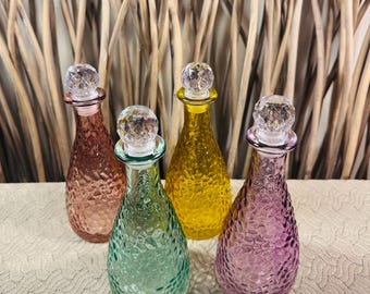 Decorative 8" Decanters Including Stoppers Nautical Texture With Mermaid Colors Set:4