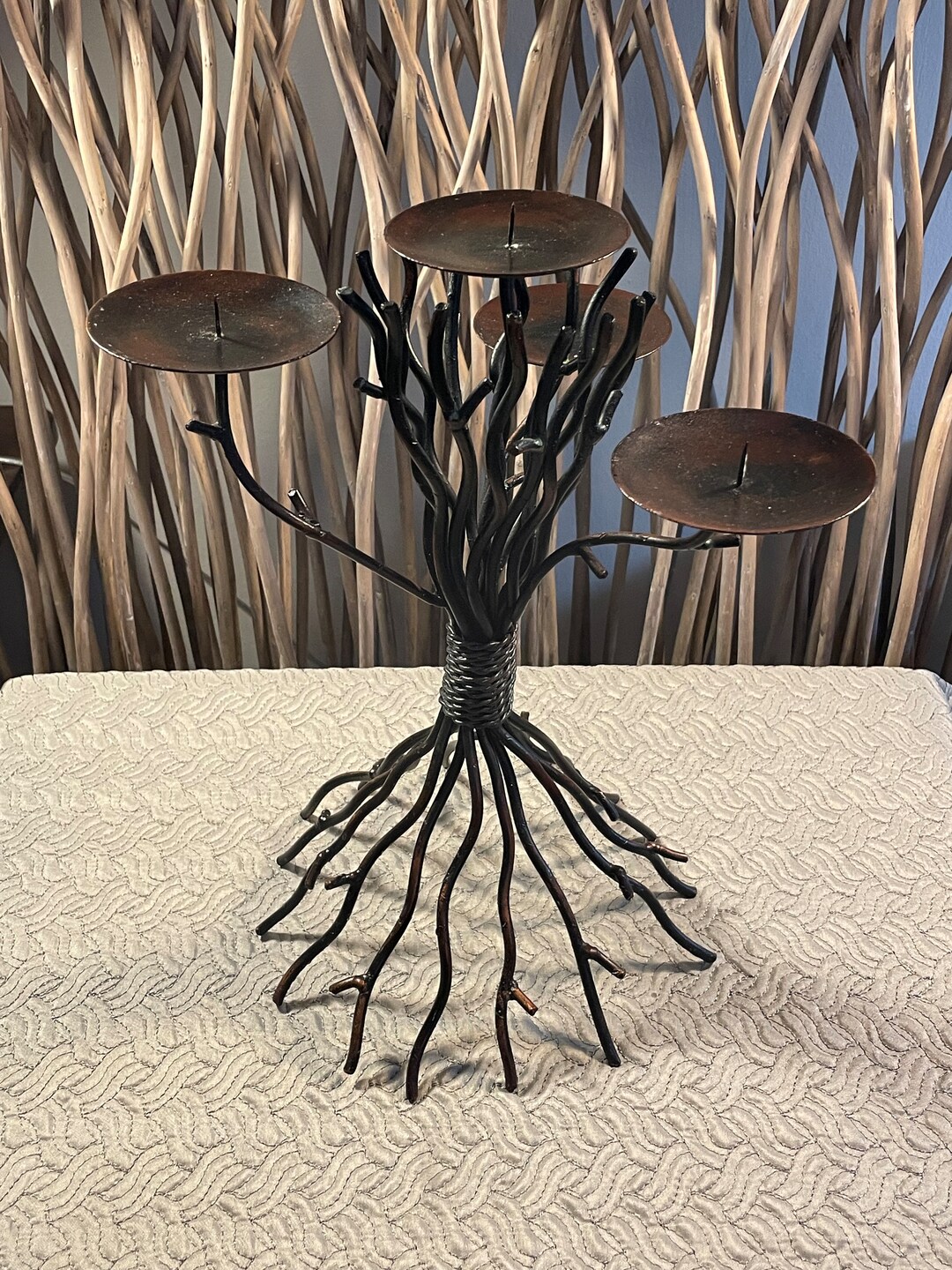 Candle Holder. Tree Branch Candle Holder Iron Metal Sculpture Etsy
