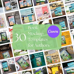30 Canva Book Cover Mockup Templates for Authors | Writers | Bookstagram | Digital Download | Social Media | Instagram | Facebook