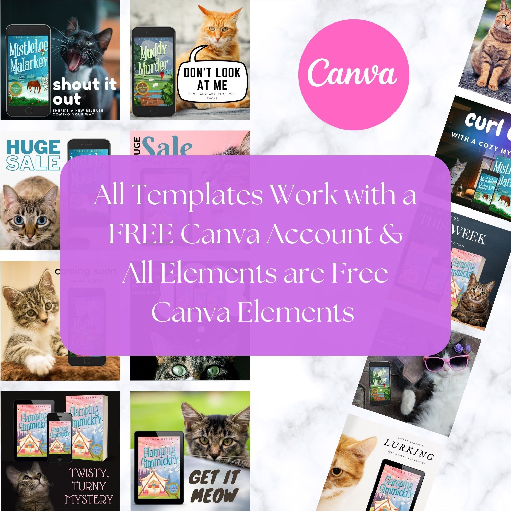 30 Cozy Cat Canva Book Mockup Templates for Authors Writers Bookstagram ...