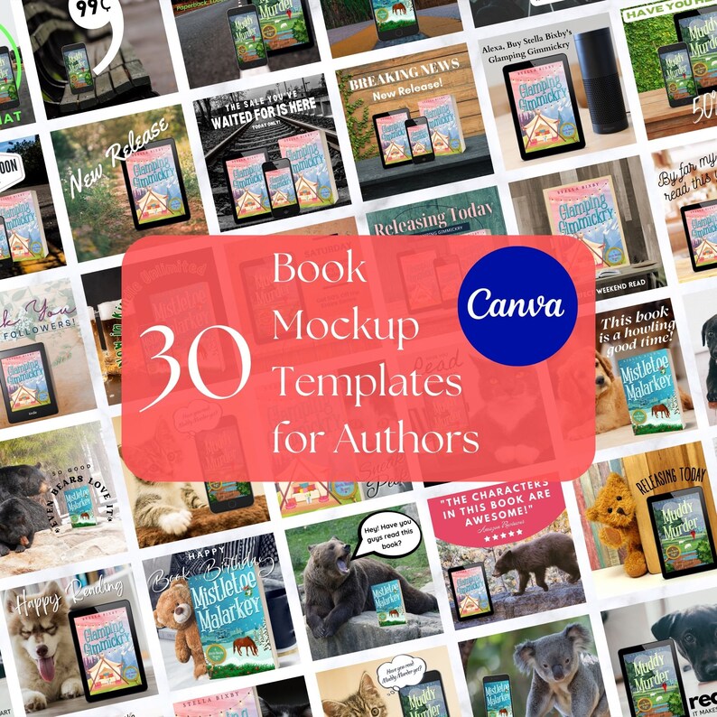 30 Canva Book Mockup Templates for Authors Writers Bookstagram Digital