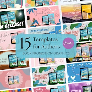 15 Canva Book Mockup Promo Templates for Authors | Writers | Bookstagram | Digital Download | Bookfunnel | Round Robins | Freebies | Sales