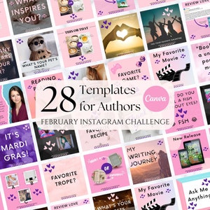 28 Canva Templates for Authors | Writers | Bookstagram | Author IG Challenge | Digital Download | February Designs | Instagram | Facebook