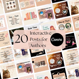 20 Engagement Canva Templates for Authors | Writers | Bookstagram | Digital Download | Social Media | Instagram | Facebook