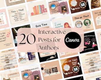 20 szablonów Canva dla autorów | Pisarze | Bookstagram | Pobieranie cyfrowe | Media społecznościowe | Instagram | Facebook