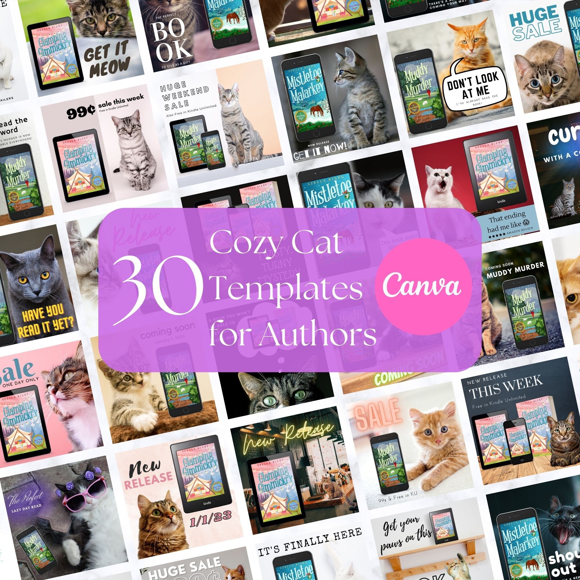 30 Cozy Cat Canva Book Mockup Templates for Authors | Writers ...