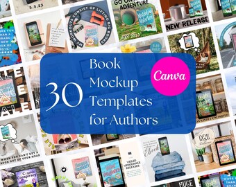 30 szablonów makiet książek Canva dla autorów | Pisarze | Bookstagram | Pobieranie cyfrowe | Media społecznościowe | Instagram | Facebook | Okładka książki