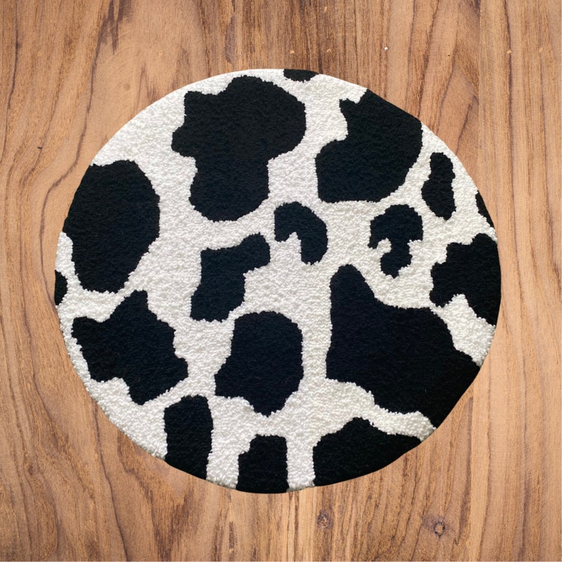 Cow Print Rug Black and White Rug Etsy