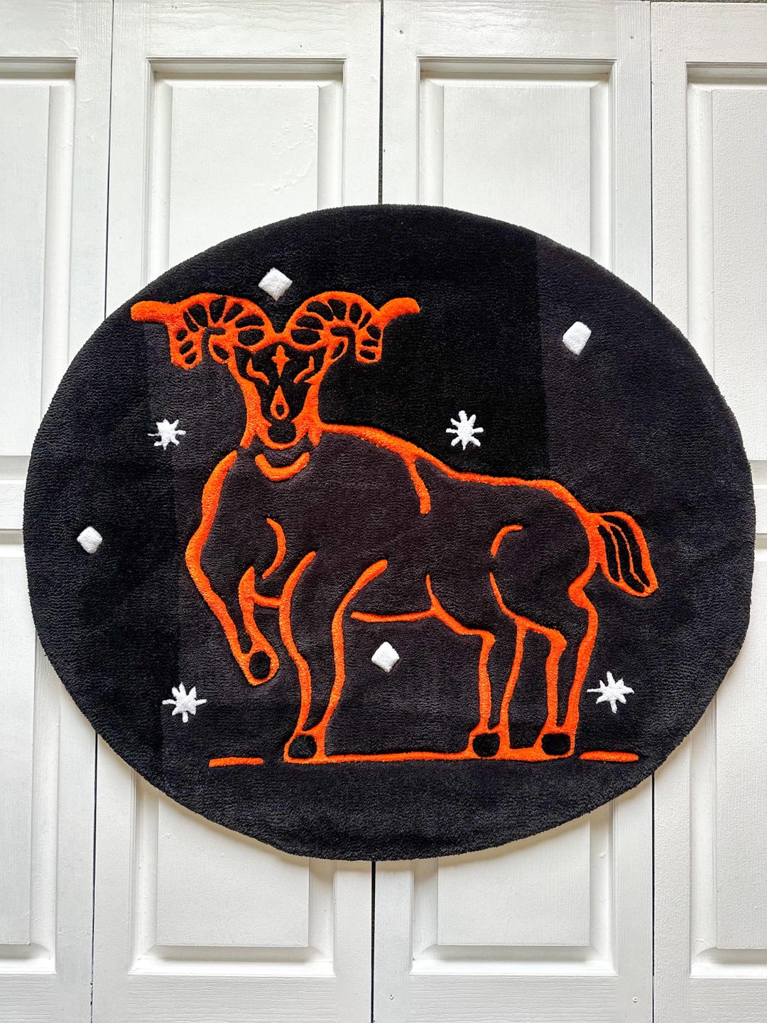 Orange & Black Aries Ram Area Rug | Zodiac Astrology Home Decor - Etsy