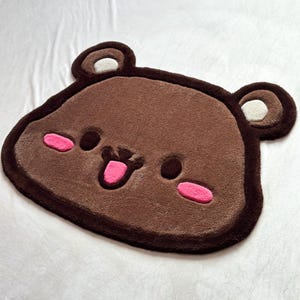 Cute Brown Bear Head Nursery Area Rug | Brown Bear Playroom Rug, Animal Nursery Rug, Brown Bear Children’s Playroom Rug, Animal Playroom Rug