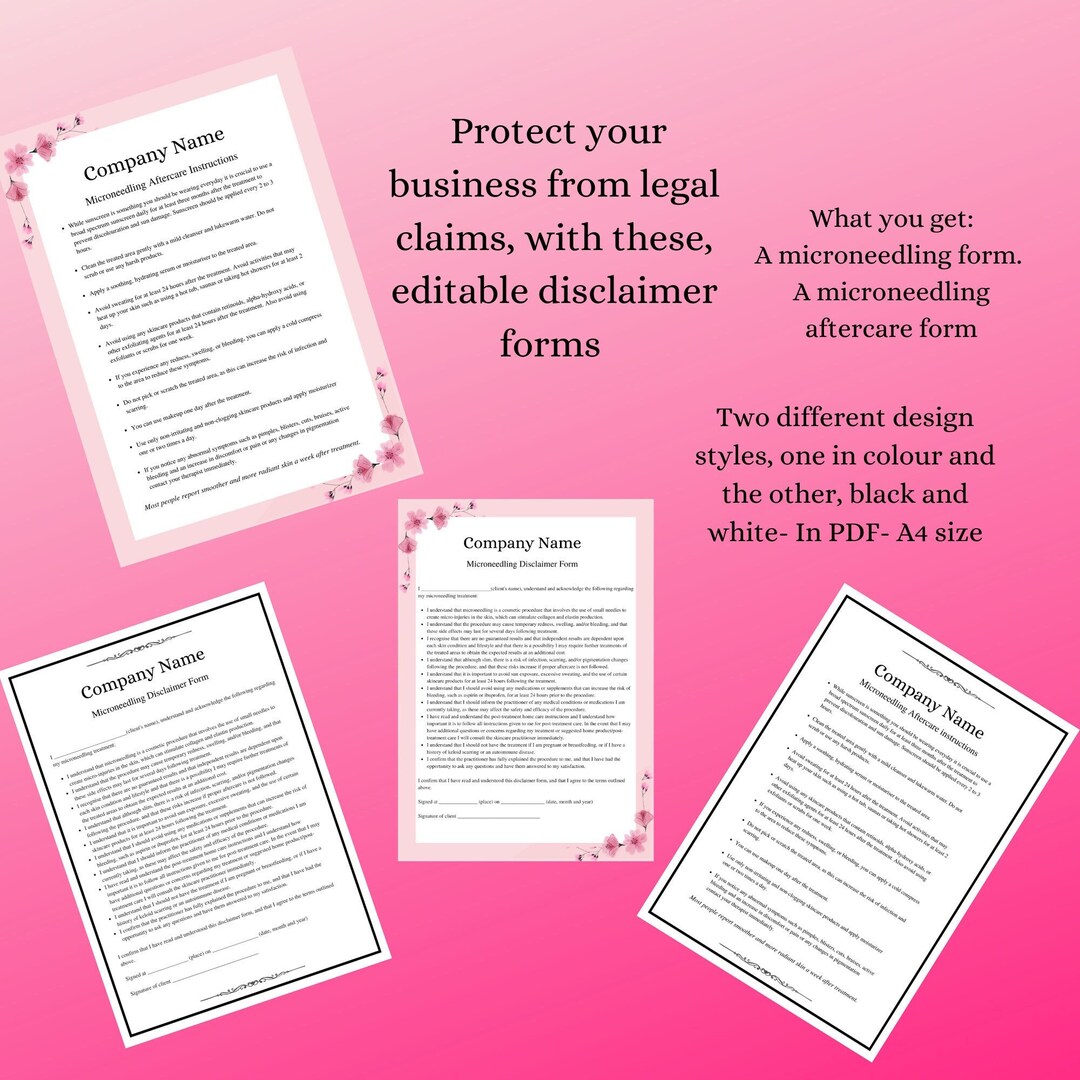 Editable Microneedling Disclaimer and Aftercare Forms Protect Yourself Editable Microneedling Disclaimer and Aftercare Forms Protect Yourself
